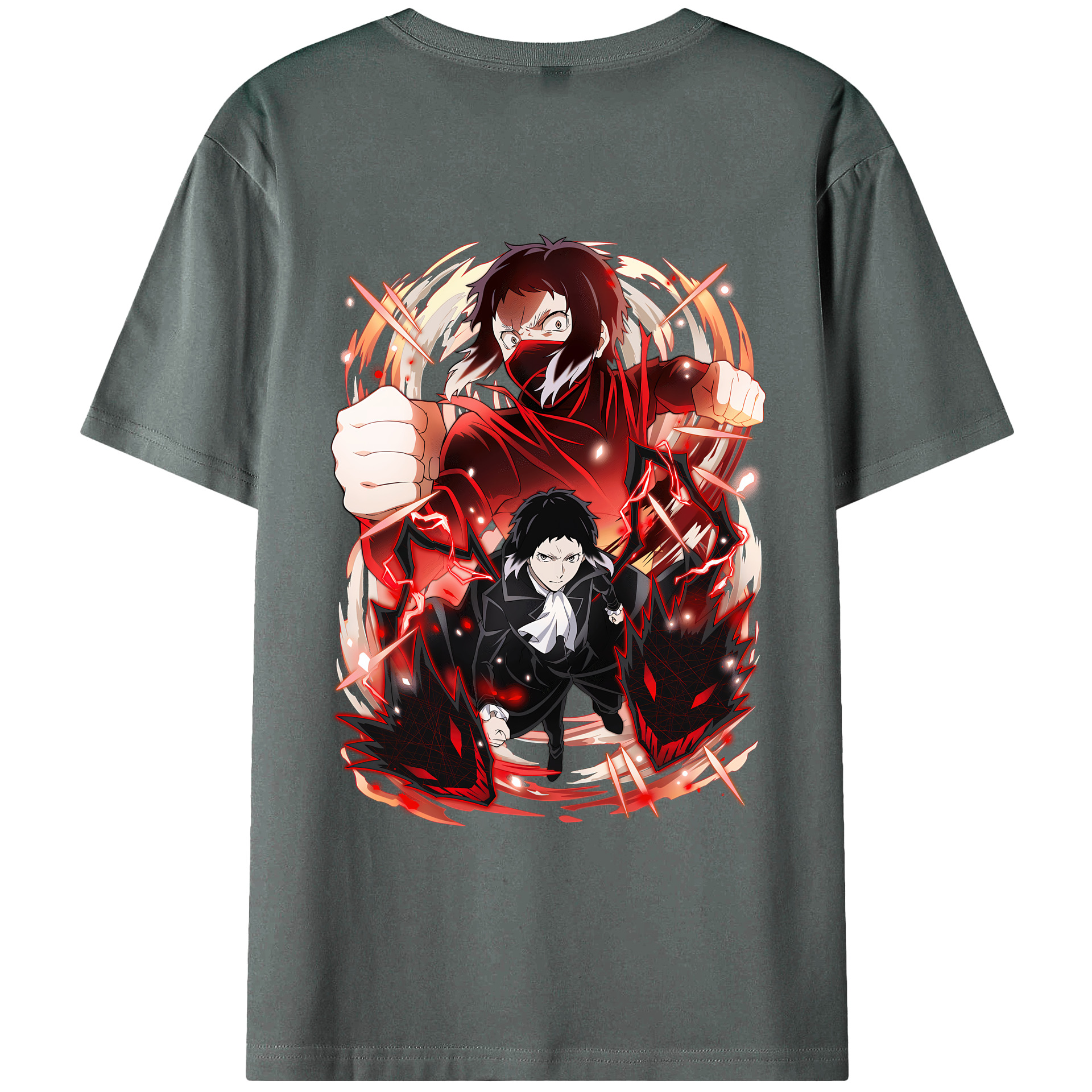 （画像用） 文豪ストレイドッグス Bungo Stray Dogs 綿100％ メンズ半袖Tシャツ（バックプリント） 通気性
